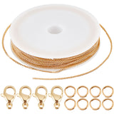 DIY Chain Bracelet Necklace Making Kit, Including Brass Curb Chains & Jump Rings, 304 Stainless Steel Lobster Claw Clasps, Real 18K Gold Plated, Chain: 10M/set