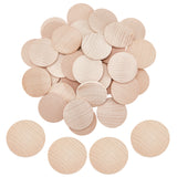 40Pcs Unfinished Beech Wooden Round Pieces, Wood Discs, Wood Craft Accessories, Burgundy, 5x0.5cm