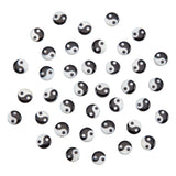 50Pcs Natural Freshwater Shell Printed Beads, Yin Yang Pattern, Black, White, 6x2.5mm, Hole: 0.7mm