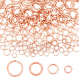 200Pcs 4 Styles Brass Jump Rings, Round Ring, Rose Gold, 6~12x1~1.2mm, 16 Gauge~18 Gauge, Inner Diameter: 3.8~9.3mm, 50pcs/style