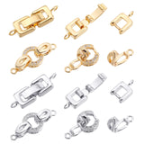 8 Sets 2 Style Brass Fold Over Clasps, Platinum & Golden, 4 sets/style