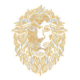 Lion Head Glass Hotfix Rhinestone, Iron on Appliques, Costume Accessories, for Clothes, Bags, Pants, Citrine & Light Topaz & Crystal, 297x210mm