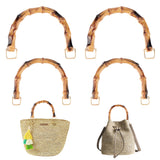 4Pcs 2 Style Plastic Imitation Bamboo Bag Handles, with Alloy Clasp, Purse Bag Making, Dark Goldenrod, 11.5~12.5x13.4~15.6x1.4~1.65cm, 2pcs/style