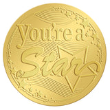 Self Adhesive Gold Foil Embossed Stickers, Medal Decoration Sticker, Star Pattern, 50x50mm