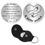 2Pcs 2 Style PU Leather Guitar Clip, with Stainless Steel Ring & Commemorative Coins, for DIY Musical Instrument Accessories, Heart Pattern, 1pc/sytle