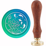 Brass Wax Seal Stamp with Handle, for DIY Scrapbooking, Lotus Pattern, 89x30mm