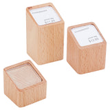 3Pcs 3 Styles Acrylic and Wood Table Card Display Frame, for Canteen Price Tag, BurlyWood, 3.5x3.5x3.1~6cm, Inner Diameter: 3x3cm, 1pc/style