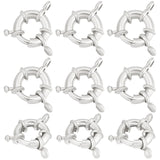 10Pcs Rack Plating Brass Spring Clasps, 925 Sterling Silver Plated, 13x5mm, Hole: 2mm