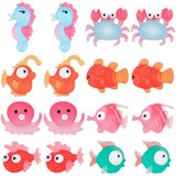 Translucent Frosted Resin Cabochons, Fish & Sea Horse & Crab, Mixed Color, 32pcs/set