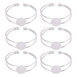 6Pcs Brass Double Wire Cuff Bangle Makings, Blank Bangle Base, Platinum, Round Base: 18mm, 1/8~3/4 inch(0.45~1.8cm), Inner Diameter: 2 inch(5.2cm)