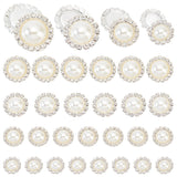 40Pcs 4 Style Alloy Rhinestones Cabochons, with Plastic Imitation Pearl, Half Round, Silver, 1.3~2.05x0.5~0.75cm, 10pcs/style