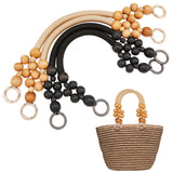 4Pcs 2 Colors Nylon Bag Handles, with Wooden Beads & Zinc Alloy Spring Ring Clasps, Bag Replacement Accessories, Mixed Color, 47.5x1.4cm, 2pcs/color