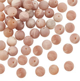 1 Strand Round Natural Sunstone Beads Strands, 8mm, Hole: 1mm, about 47pcs/strand, 15.0 inch