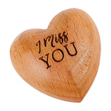 Beech Wood Display Decorations, Special Hand Holding Gift, Heart with Word I Miss YOU, Dark Goldenrod, 31x30x20mm