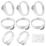 40Pcs Adjustable 304 Stainless Steel Finger Rings Components, Pad Ring Base Findings, Flat Round, Stainless Steel Color, Inner Diameter: 17~18mm, Tray: 6mm