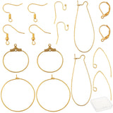 DIY Brass Earring Findings, with Earring Hooks, Hoop Earrings Findings, Ear Wires, Leverback Earring Findings and Plastic Box, Golden, 7.4x7.3x2.5cm, about 160pcs/box