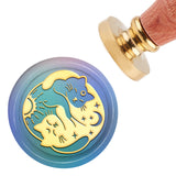 Brass Wax Seal Stamp with Handle, for DIY Scrapbooking, Cat Pattern, 3.5x1.18 inch(8.9x3cm)