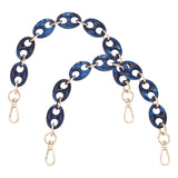 2 Strands Resin Bag Handles, with Iron Clasps, Bag Straps Replacement Accessories, Marine Blue, 35cm