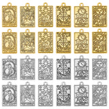 48Pcs 12 Styles Rack Plating Alloy Pendants, Tarot Charms, Mixed Color, 23.5x14.5x1.5mm, Hole: 1.8mm, 4pcs/style