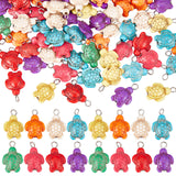 Dyed Synthetic Turquoise Pendants, with Platinum Tone Iron Loops, Tortoise Charms, Mixed Color, 22x14x7mm, Hole: 3mm, 100pcs/box