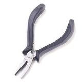 45# Carbon Steel Jewelry Pliers, Flat Nose Pliers, Ferronickel, Black, 128x82x16.5mm