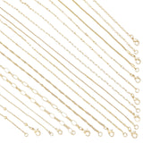 10Pcs 10 Styles Brass Paperclip & Cable & Box & Satellite & Bar Link Chain Necklaces Set, Real 14K Gold Plated, 17.71~17.91 inch(45~45.5cm), 1Pc/style