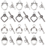 100Pcs 4 Styles Tibetan Style Alloy Toggle Clasps, Lead Free & Cadmium Free, Mixed Shapes, Antique Silver, 18.5~21x11~15mm, Hole: 1.8~3mm, 25pcs/style