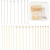 300Pcs 6 Styles 304 Stainless Steel Eye Pins & Head Pins Sets, Mixed Color, 40mm, Pin: 0.5~0.7mm, 50pcs/style