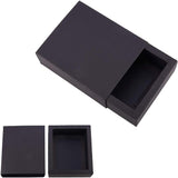 Kraft Paper Folding Box, Drawer Box, Rectangle, Black, 12.8x10.8x4.2cm, 20pcs/set