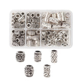 Tibetan Style Alloy European Beads, Large Hole Beads, Barrel with Flower, Cadmium Free & Lead Free, Antique Silver, 110x70x30mm, about 120pcs/box