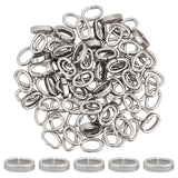 100Pcs Oval 201 Stainless Steel Slide Charms, Stainless Steel Color, 10x6x2.5mm, Hole: 4x7mm