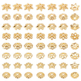 160Pcs 8 Style Rack Plating Alloy Flower Bead Caps, 6-Petal, Lead Free & Cadmium Free, Long-Lasting Plated, Real 18K Gold Plated, 20pcs/style