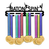 Baton Twirling Theme Iron Medal Hanger Holder Display Wall Rack, with Screws, Sports Themed Pattern, 150x400mm