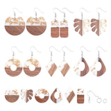 DIY Dangle Earring Making, with Resin & Wood Pendants, Brass Earring Hooks, Iron Jump Rings, Platinum, Pendants: 12pcs/set