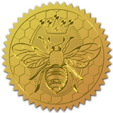 Self Adhesive Gold Foil Embossed Stickers, Medal Decoration Sticker, Bees Pattern, 5x5cm