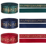 36 Yards 3 Colors Laser Style Polyester Satin Ribbons, Gold Stamping Musical Note Pattern, Mixed Color, 1 inch(25mm), about 12 yards(10.97m)/color