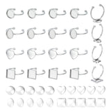 DIY Blank Cuff Ring Making Kit, Including 304 Stainless Steel Open Ring Components, Glass Cabochons, Heart & Square & Oval, Stainless Steel Color, 40Pcs/box