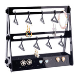 1 Set Opaque Acrylic Earring Display Stands, Coat Hanger Shape, Black, 14pcs/set, 1 set/box