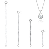 4Pcs 4 Styles Sterling Silver Cable Chain Extender, End Chains with Spring Clasps, Platinum, 32~100x1.5mm, 1Pc/style