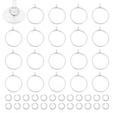 120Pcs 316 Surgical Stainless Steel Hoop Earring Findings, Wine Glass Charms Rings, with 200Pcs 304 Stainless Steel Jump Rings, Stainless Steel Color, 21 Gauge, 24x20x0.7mm