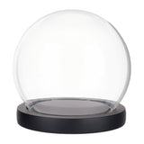 Glass Dome Cover, Decorative Display Case, Cloche Bell Jar Terrarium with Wood Base, Black, 125x115mm