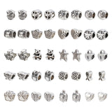 Tibetan Style Alloy European Beads, Large Hole Beads, Lead Free, Mixed Shapes, Antique Silver, 200pcs/box