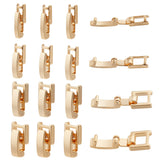 16 Sets 4 Styles Eco-Friendly Brass Watch Band Clasps, Long-Lasting Plated, Lead Free & Cadmium Free, Real 24K Gold Plated, 15~17x3.5~7.5x4mm, 4 sets/style