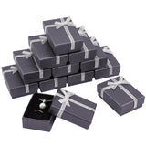 Cardboard Necklace Boxes, with Ribbon Bowknot and Sponge Inside, Rectangle, Black, 7x5x2.5cm