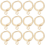 50Pcs Brass Leverback Earring Findings, with Horizontal Loops, Real 18K Gold Plated, 15x11.5x2mm, Hole: 2mm, Pin: 0.8mm