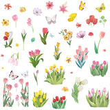 8 Sheets 8 Styles PVC Waterproof Wall Stickers, Self-Adhesive Decals, for Window or Stairway Home Decoration, Rectangle, Flower, 200x145mm, about 1 sheets/style