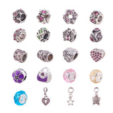 European Beads Sets, Large Hole Beads Sets, with Alloy European Beads(Rhinestone/Enamel) and Glass European Beads, Mixed Color, 10~27x5~14x8~11mm, Hole: 4~6mm, 20pcs/bag