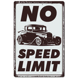 Tinplate Sign Poster, Vertical, for Home Wall Decoration, Rectangle with Word No Speed Limit, Car Pattern, 300x200x0.5mm