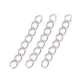 304 Stainless Steel Curb Chains Extender, Stainless Steel Color, 25mm, Link: 4x3x0.5mm