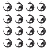 Alloy Pendants, Moon with Skull, Electrophoresis Black, 27x23.5x4mm, Hole: 2.3mm, 30pcs/box